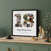 Personalized Milestone Number Photo Collage in '18' design with custom birthday message, perfect for home decor or gifting.